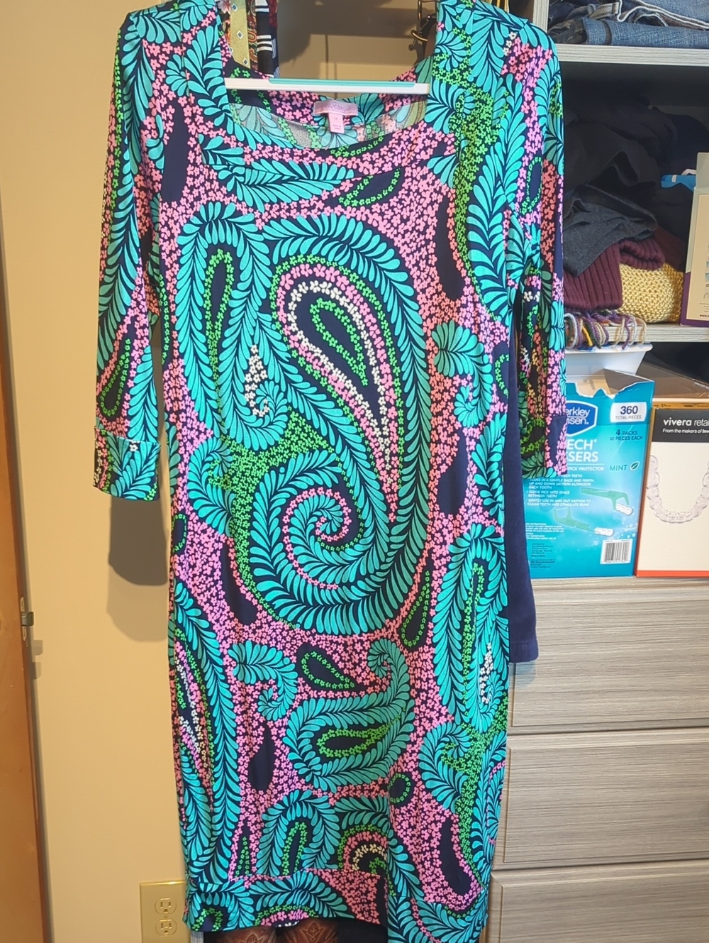 Lilly Pulitzer Turquoise Pink Green Paisley Midi Dress